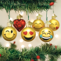 Old World Christmas Mini Emoji Glass Christmas Ornament Set 14024 - £19.86 GBP