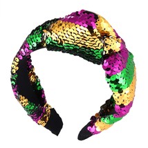 Mardi Gras Headband for Women Glitter Padded Headbands Hairband Purple Green Gol - £24.76 GBP