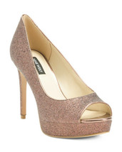 New Nine West Pink Glitter Peep Toe Stiletto Platform Pumps Size 8 M - £65.10 GBP