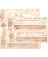 Bristol Pennsylvania Farmers Bank Of Bucks County 1850s Obsolete Checks - $85.00