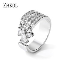 Brand Fashion Multilayer Water Drop CZ Zirconia Engagement Open Rings for Women  - £9.47 GBP