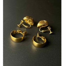 Lot of 2 Gold Hoop and Stud Earrings, Monet and Napier - £49.06 GBP