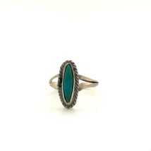 Vintage Sterling Native American Freeform Cabochon Turquoise Pinky Ring ... - $39.60
