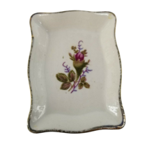 Vintage Tiny Wall Hanger Trinket Dish Rosehip Porcelain Rosebud Rose Scalloped - £7.80 GBP