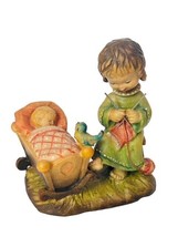 Anri Ferrandiz Italy Hand Carved Figurine wood Vtg Signed RARE Rock Bye Baby Sew - £58.38 GBP
