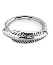 Attached Feather Helix Hoop Silver Tone Anodized Stainless Steel Ear Cuf... - $190.97 MXN