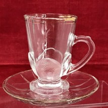 Noritazeh Persian Cup &amp; Saucer Clear Glass with Gold Trim Tea Espresso  - $21.73