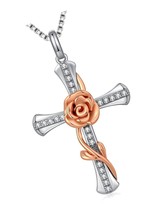 925 Sterling Silver Cross Necklace, Angel Wing Cross - £158.69 GBP