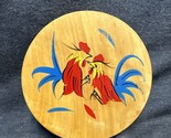 Hamburger Press Wood Painted Fighting Roosters Mid Century Modern - £3.87 GBP