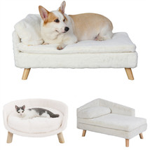 Modern Pet Sofa Low Back Lounging Bed With Removable Cushion Pillow For Dog Cat - £60.89 GBP
