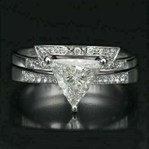 Elegant 925 Sterling Silver 2.40C Trillion CZ Diamond Engagement Wedding... - $129.99