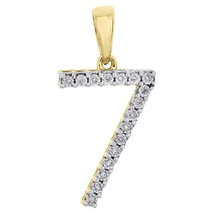 1/10 CT Round Moissanite 7 Seven Pendant Charm 14K Yellow Gold Plated Unisex 1&quot; - £82.29 GBP