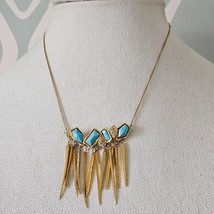 Alexis Bittar Blue Lucite & 14k Gold Plated Spike Necklace - £61.79 GBP