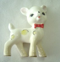   Vintage Miniature Spotted Fawn Deer Figurine with Bow Tie  Japan - £14.84 GBP
