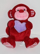 Applause Valentines Day Monkey 10&quot; Red Pink Plush Stuffed Animal Soft Toy Hearts - $10.70