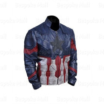 New Men&#39;s Avengers Infinity War Captain America Waxed Leather Biker Jacket-513 - £177.34 GBP+
