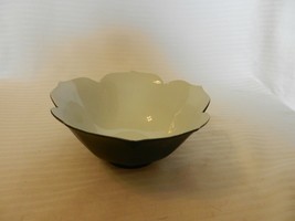 Black and White Ceramic Rice Bowl or Salad Bowl Floral Shape 6&quot; Diameter - $20.00