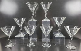 8 Libbey Z Stem Martini Glasses Set 9 Oz Clear Zig Zag Bent Stemware Bar... - $76.20