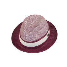 Men's Bently Semi Crushable Fedora Briad Straw Hat Dante DA226 Burgundy White image 2