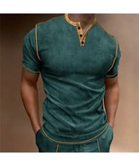 2024 new summer casual comfortable fashion button T-shirt men&#39;s summer b... - $39.99