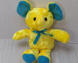Sugar Loaf yellow Plush elephant blue ears bow feet crane prize stuffed toy - $9.89