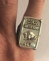 10 Karat Gold  Buffalo Ingot, Sterling silver ring - $380.16