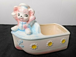 INARCO Planter Pink Teddy Bear Boat Baby Room Decor Nursery Shower Gift ... - £18.31 GBP