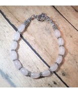 Bracelet Bead Glass Pink w/Metal Spacers 7.5&quot; w/Extender Upcycled Handmade - $186.56 MXN