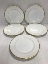 set 5 Pier One bread plate white gold edge Monno Bangladesh hand painted holiday - £36.07 GBP