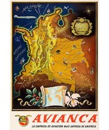 Avianca Airlines - Colombia - 1950&#39;s - Travel Poster Magnet - £9.58 GBP