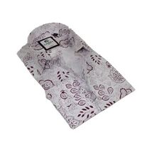 Mens Shirt CASILA Turkey Cotton Blend Long Sleeves 501700-06 Burgundy Floral image 4