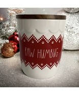 Rae Dunn Dog Treat Canister &quot;Paw Humbug&quot; Ceramic Red &amp; White with Wooden... - £26.68 GBP