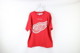 Vintage CCM Mens Large Faded Detroit Red Wings Hockey Short Sleeve T-Shirt Red - £27.22 GBP
