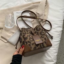 Leopard Small PU Leather Women Bucket Crossbody Bags Fall Designer Shoulder Bag  - £38.15 GBP