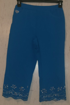 EXCELLENT WOMEN&#39;S Dream Jeannes by Quacker Factory BLUE PULL ON CAPRI  S... - $25.19
