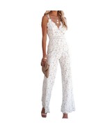 Women&#39;s Sexy Lace Floral Jumpsuit Summer V Neck Solid Color Sleeveless B... - £32.04 GBP