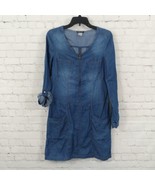 Venus Dress Womens 4 Blue Denim Chambray Peral Snap V Neck Zip Drop Wais... - £19.73 GBP
