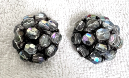 Vintage Pair Large Sparkly Funky Chunky Crystal Rhinestone Buttons 1 1/4... - $9.41