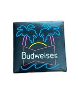 Vintage Black Budweiser Button Pin Pinback Neon 80’s Palm Beach 2.25&quot; Sq... - $158.99 MXN