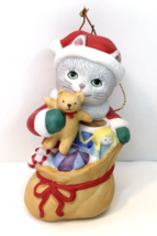 Vintage Santa Kitty Cat Christmas Tree Ornament BC 1996 Kitten Bag of Toys - £11.01 GBP