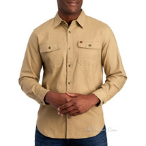 NWT Men&#39;s Coleman Long Sleeve Button Front Stretch Canvas Khaki Shirt MSRP $80 - £31.96 GBP
