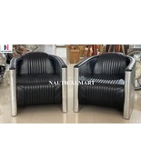 NauticalMart Vintage Look Leather Aluminum Chair Set of Two  - $3,999.00