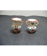 Vintage Clay Painted Match/Toothpick Holder with Handles White with Gree... - $5.09