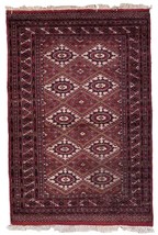 Handmade vintage Afghan Ersari rug 4&#39; x 6&#39; (123cm x 183cm) 1970s - 1C846 - $8,691.05 MXN