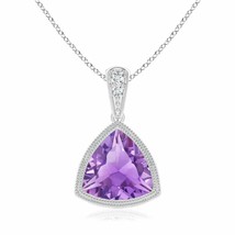 Bezel-Set Amethyst Pendant Necklace in Silver (Grade- A, Size- 8MM) - £176.80 GBP