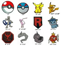 Pokemon Iron On Patch Pokeball Pikachu Mew MewTwo Team Rocket Valor Onix Espeon - £4.38 GBP