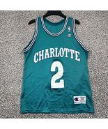 Vintage Larry Johnson #2 Charlotte Hornets Jersey Shirt Men 40 Teal Cham... - $96.16 CAD
