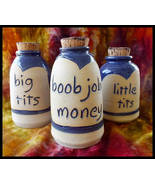 3 Boob Job Fund Funny Money Bank, Ceramic Jar, Money Jar, Coin Bank - $35.00