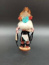 Vintage Roadrunner Kachina doll Signed by CHZ Wood Feathers Leather 7&quot; - £25.25 GBP