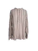 Lucky Brand Womens Size Large Black Peach Stripe Tunic Top Shirt Long Sleeve - $28.71